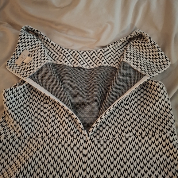 LOFT Black and White Halter Sheath Sleeveless Midi Dress - Picture 8 of 9